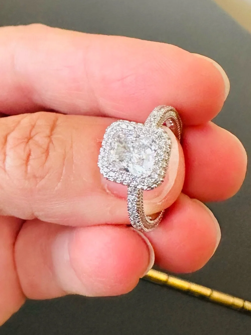 Judith Ripka Luxury Designer Couture Runway Authentic Formal Silver Halo Ring